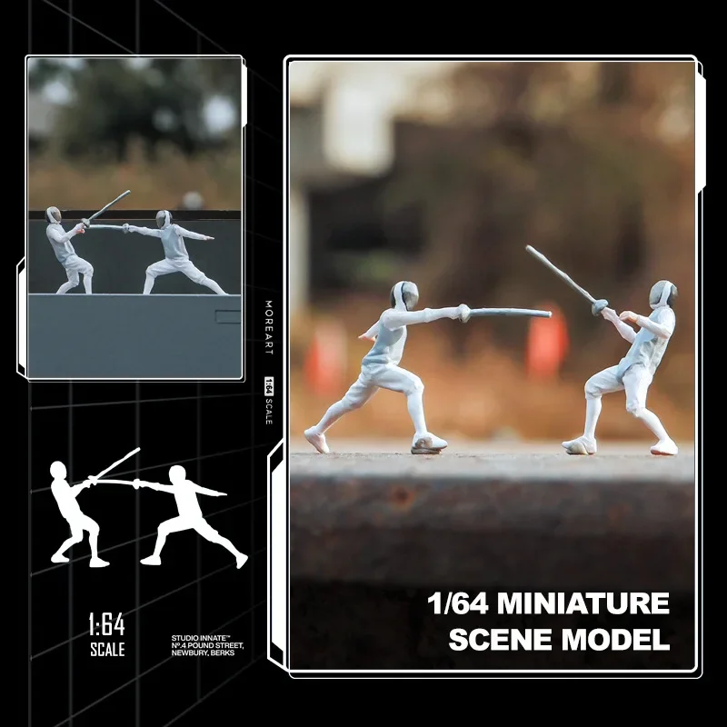 

1:64 fencing match Mini Doll Figure Model miniature Photography props Scene Model DIY Sand table landscaping ornament Gift