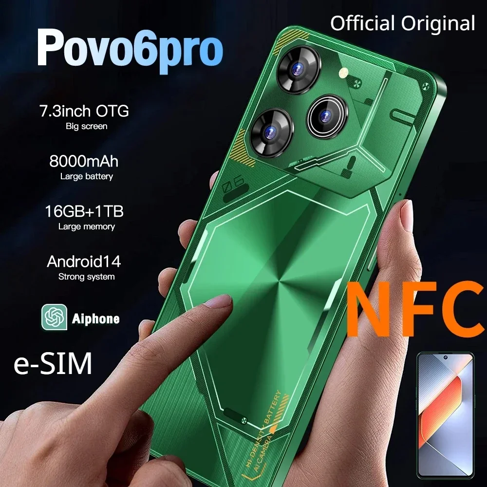 

Original Pova 6 Pro Flagship Global Edition AI Smartphone 5G+ Dimensity 9200 6.7-inch LPDDR5X 22G+2TB 50+108MP Android 14 NFC