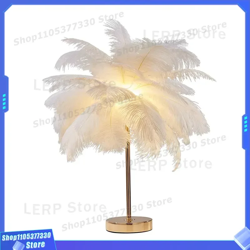 Simig Modern Feather Night Light USB Desk Lamp Simple Small Bedroom Table Lighting New Design Home Decor Ambient Reading New
