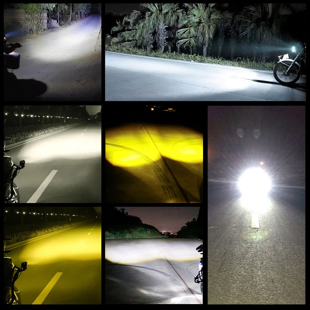 1Pcs Motorcycle Mini Spotlight Dual Color Driving Light ATV Scooter Motorbike Auxiliary Lamp LED Projector Lens Fog Light Access image 6