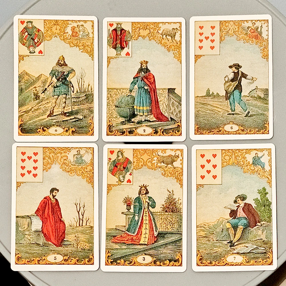 Cartas de Cartomanía Tradicionales 9*6cm, Cartas de Adivinación Vintage Antiguas, Mazo de Oráculo de 32 Cartas, Le Jeu Du Destin Antique