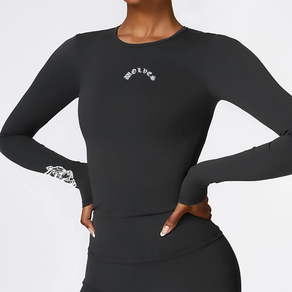 قميص Darc Sport للسيدات بأكمام طويلة للتمرين، قميص فتل الرطوبة بقصة ضيقة للجري في صالة الألعاب الرياضية واليوجا، ملابس رياضية مناسبة