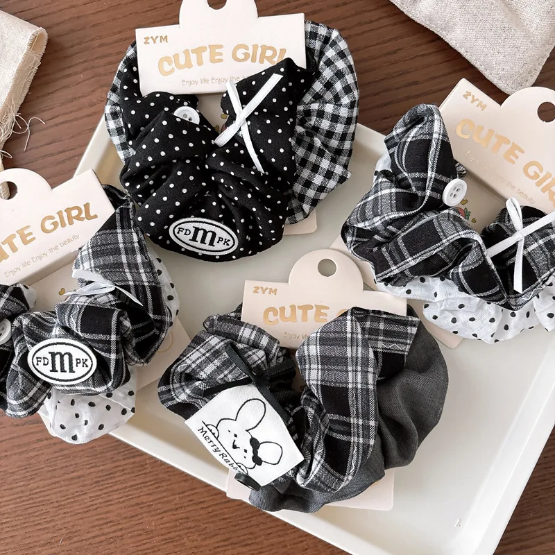 2 قطعة/بطاقة الأسود متقلب فتاة المطاط هيرباند الأطفال Scrunchie النساء الأمعاء الغليظة رباط شعر الاطفال ذيل حصان إكسسوارات الشعر #3