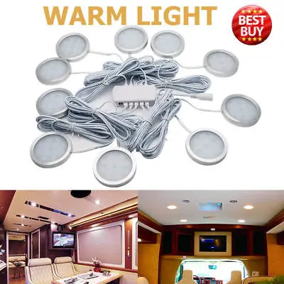 10pcs 12V Interior Warm LED Spot Lights 2.5W For VW T4 T5 Camper Van Caravan Motorhome Car Warm Lights 3000K