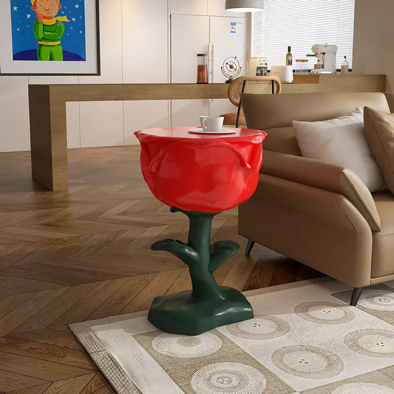 Little Prince Rose Floor Side Table,Large Artistic End Table for TV,Sculptural Living Room Accent,Decorative Novelty Stand Piece