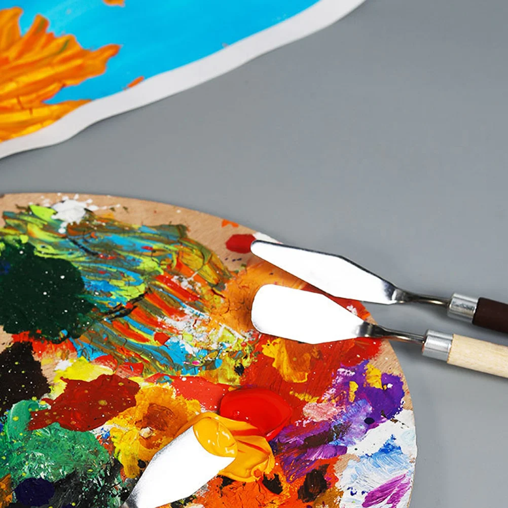 

5Pcs Painting Knives Set Oil Painting Spatula Stainless Steel Wooden Handle Color Mixing Scrapers Palette Tools for Canvas