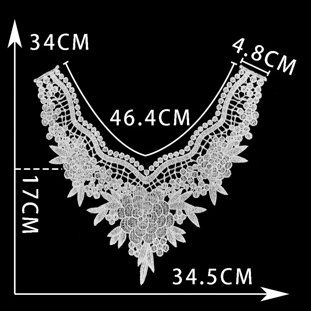 Black and white polyester embroidery hollowed out collar DIY sewing decoration dress clothing collar accessories