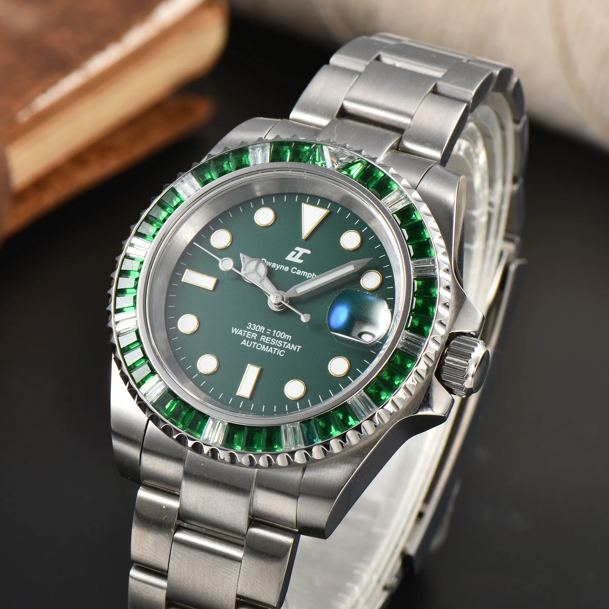 Reloj mecánico de 40,5 mm con movimiento NH35, cristal de zafiro resistente al agua, pantalla luminosa, reloj de pulsera de moda para hombre