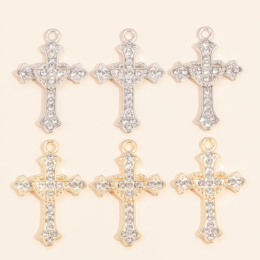 10 Stück Gold Silber Farbe Mode Kristall Kreuz Anhänger Halskette für Frauen Schmuckherstellung Armband Ohrringe DIY Zubehör