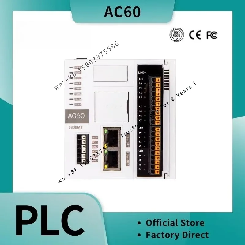 Wecon Codesys EtherCAT PLC AC60-0808MT-D, Motion Control, CNC, ic, EtherNet/IP, Programmable Logic Controller FB/FC ST