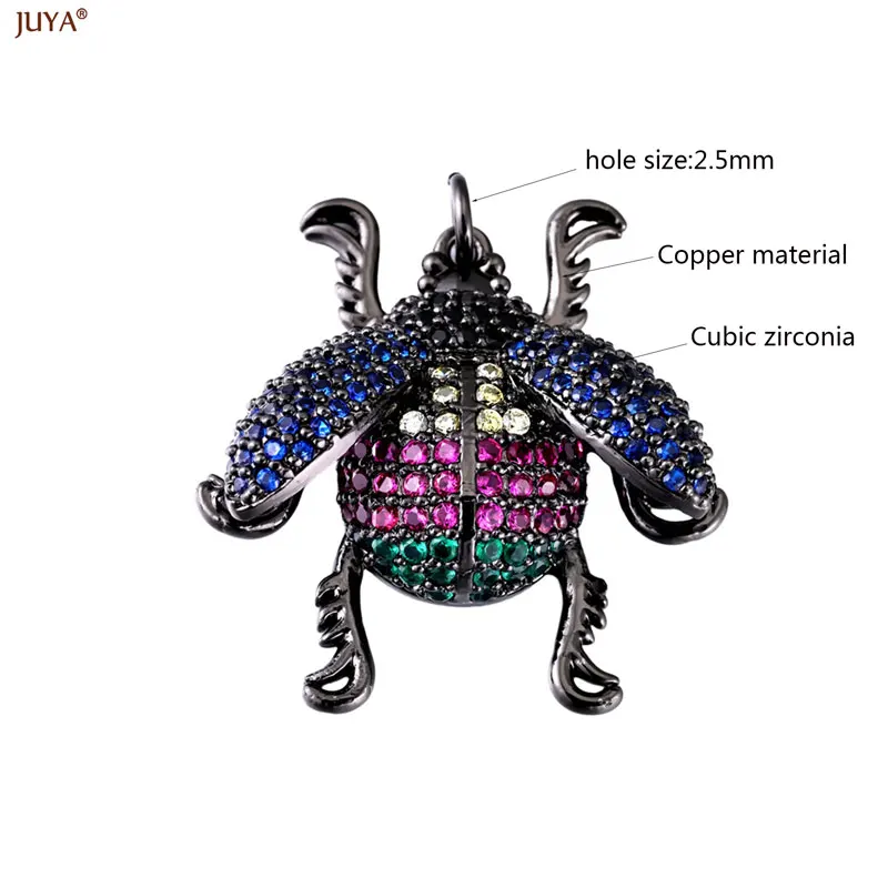 JUYA Luxus-Mikro-Pavé-Zirkon-Insektenanhänger aus schwarzem Kupfer, kreativer Spinnen- und Bienenanhänger für DIY-Schmuckherstellung, Zubehör. – Detail 3
