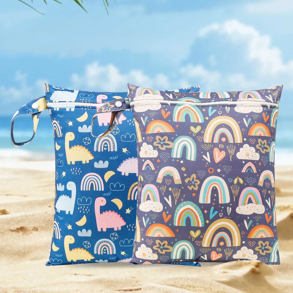 Elinfant 2PCS Waterproof Hanging Bag Diaper Bag,Nappy Changing Bags, Storage Bag Travel, Beach, Pool,Wet Dry Bag for Swimsuits