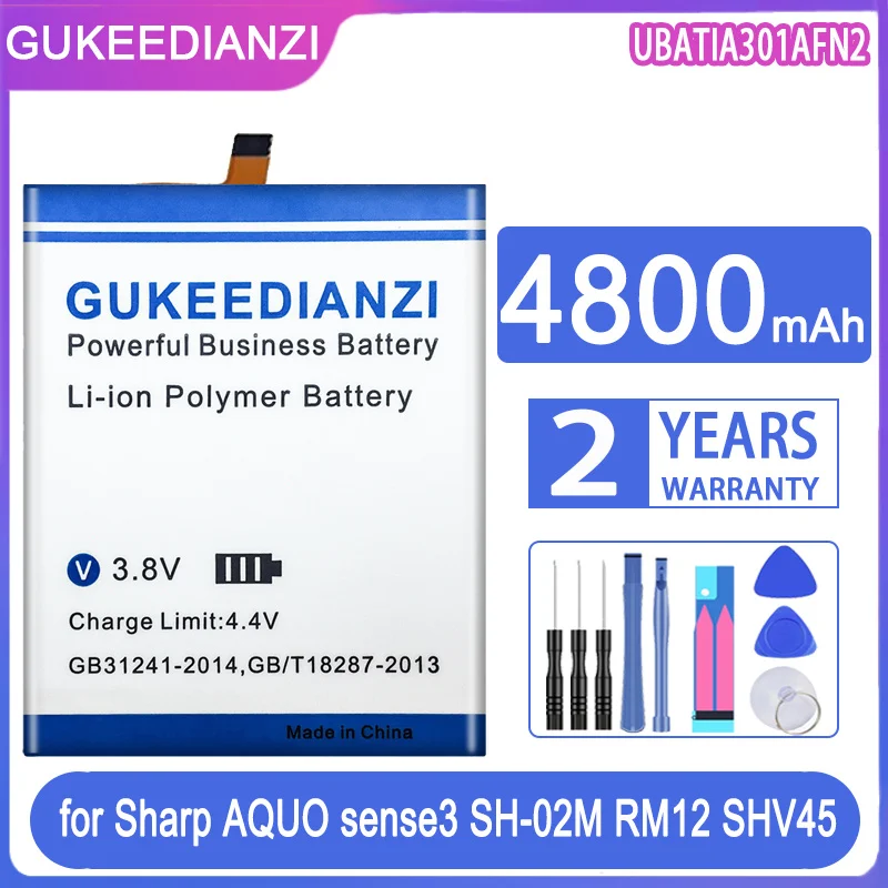 GUKEEDIANZI Replacement Battery 3900mAh/4800mAh for Sharp AQUO sense 3 Sense3 SH-02M RM12 SHV45 Basic SHV48 Zero 2 zero2