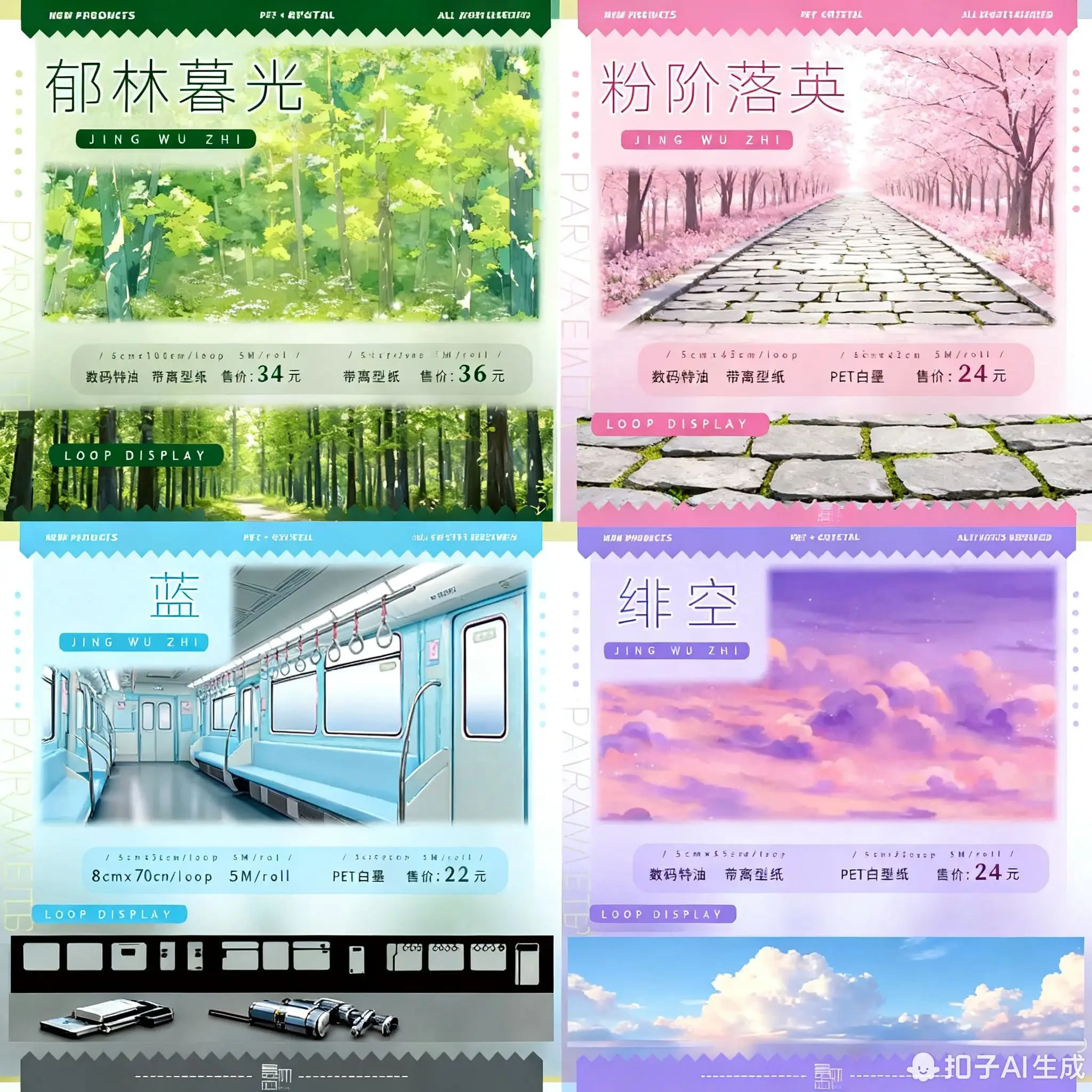 Washi Pet Tape Scenic Train Rail Tour Masking Tourist Landscaping