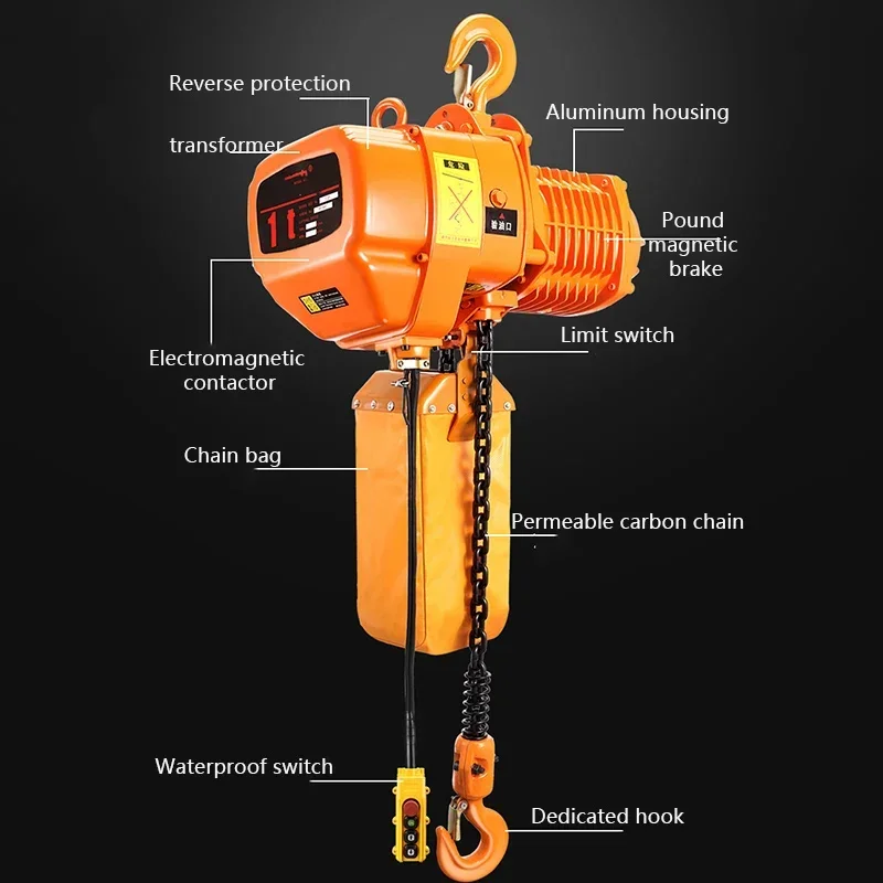 220V/1100W/1500W przenośny podnośnik elektryczny wciągnik łańcuchowy dźwig stały pojedynczy łańcuch podnośnik wciągnik przemysłowego