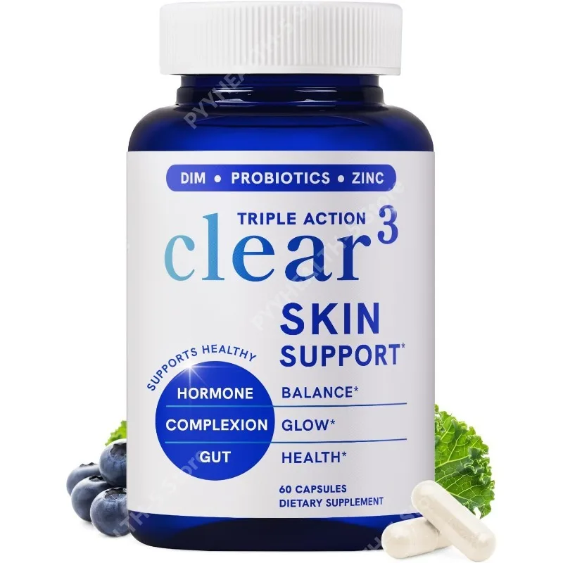 

Clear Skin Supplement with Zinc Probiotics | 3-in-1 Balance, Glow & Health Skin Support for Hormone, Complexion Gut Support