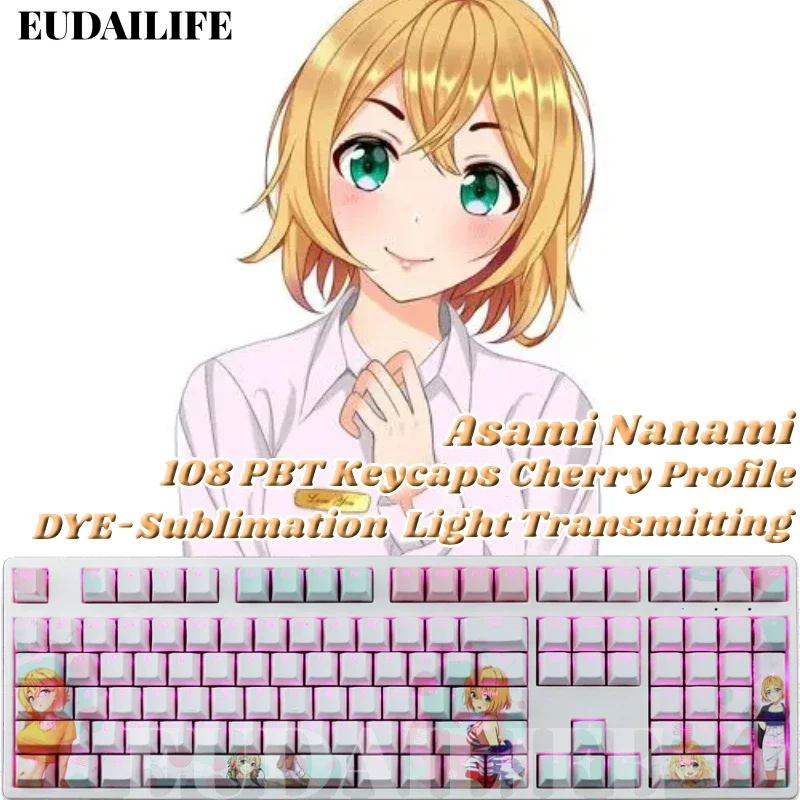 

Чехол для клавиатуры Asami Nanami 108, аренда подруги, PBT DYE, сублимационная светопропускающая Cherry MX, перекрестный переключатель, механическая клавиатура