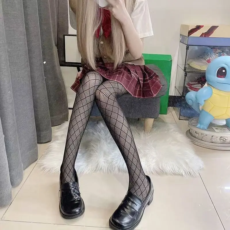 JK 메쉬 레깅스 다이아몬드 그리드 디자인 망사 팬티스타킹 고탄력 파티 바텀 삭스 밀레니엄 소녀 의류 액세서리