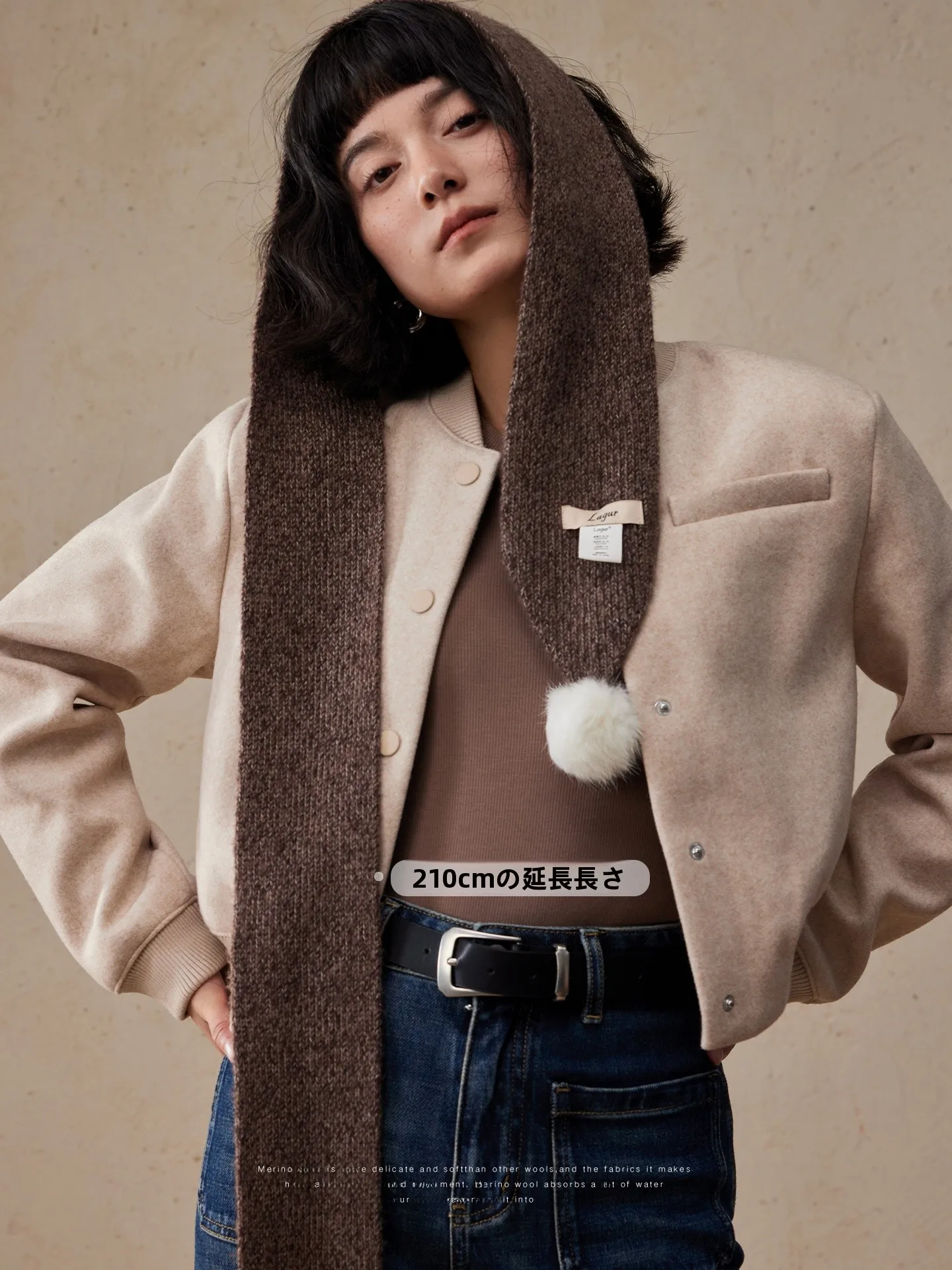 Echarpe-longue-tendance-pour-femme-en-laine-et-fourrure-de-lapin-melangees-motif-boule-chaude-et-confortable-style-coreen-pour-l'hiver