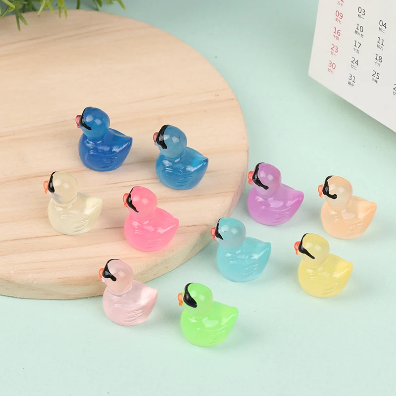 1Pc Mini Luminous Resin Ducks  Miniature Ornament Tiny Ducks For DIY Garden Dollhouse Duck Accessories