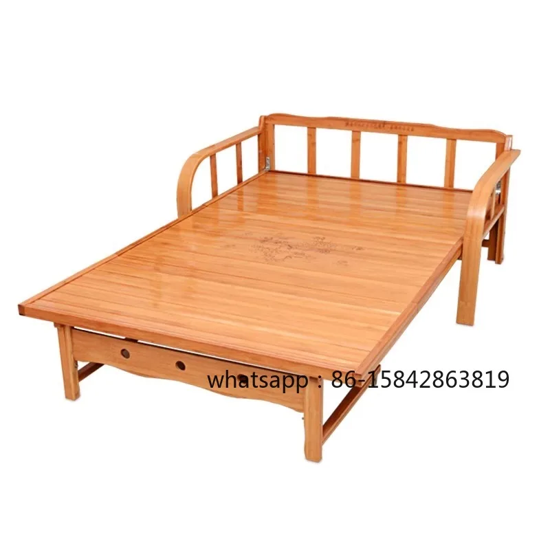 New folding bed sofa bed dual-purpose single household adult multi-functional solid wood lunch break cold bed