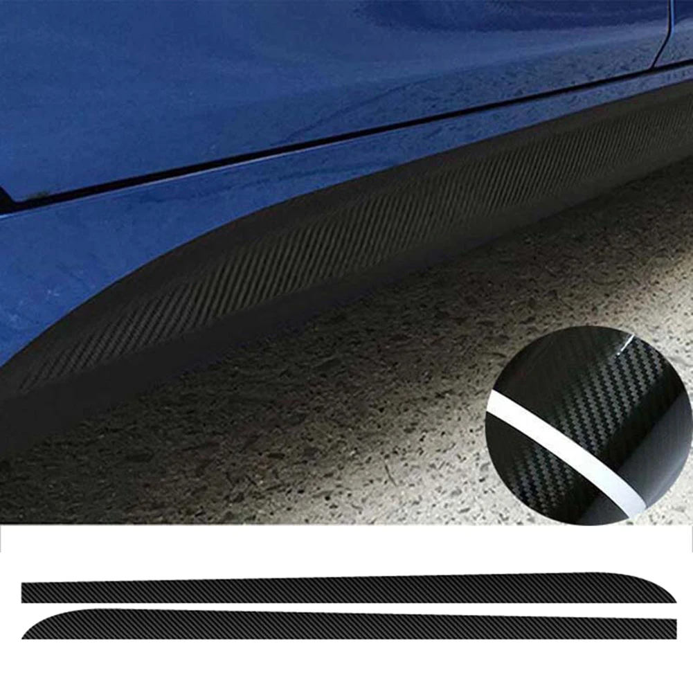 2pcs Car Side Skirt Sill Stripe Stickers Black/Carbon Fiber Black Transfer Glue Decals for BMW 1 3 4 5 6 Series F30 F35 F31