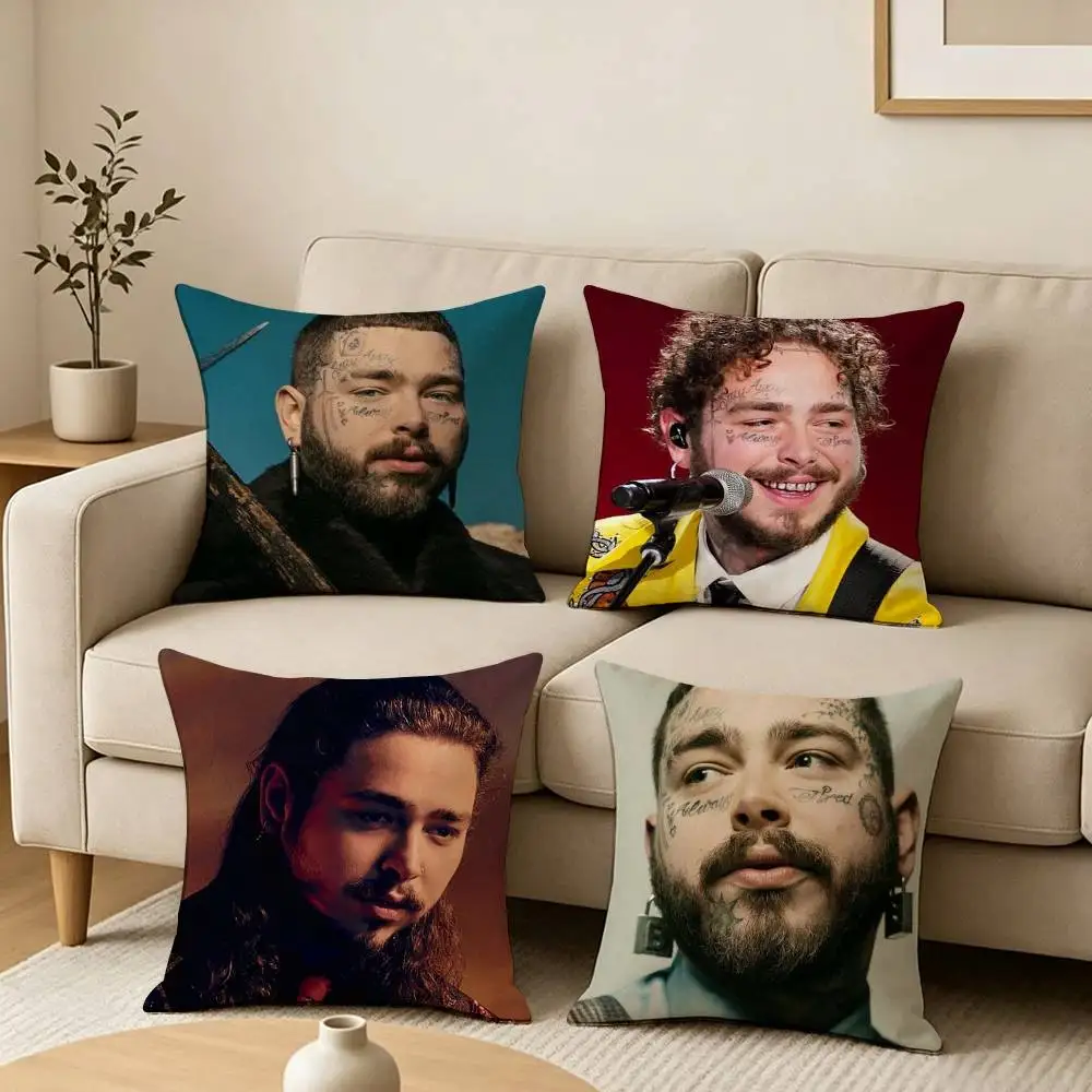 Popular Singer Post M-Malone-E  Square Double-Sided printed Pillow Case Bedroom Bedside Pillow Sofa Cushion Cover
