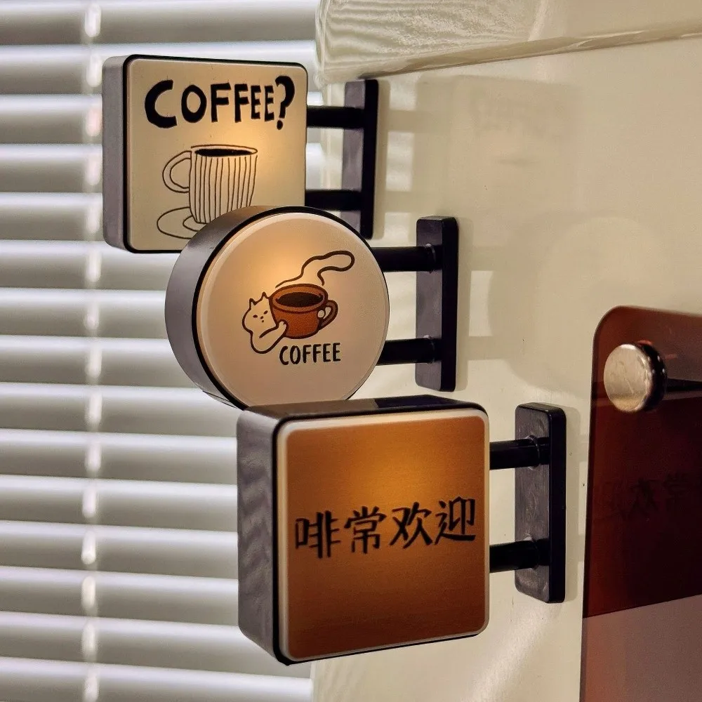 Coffee Corner Light Box Fridge Magnet Atmosphere Light Magnetic Miniature Light Sign Glowing LED Refrigerator Decoration