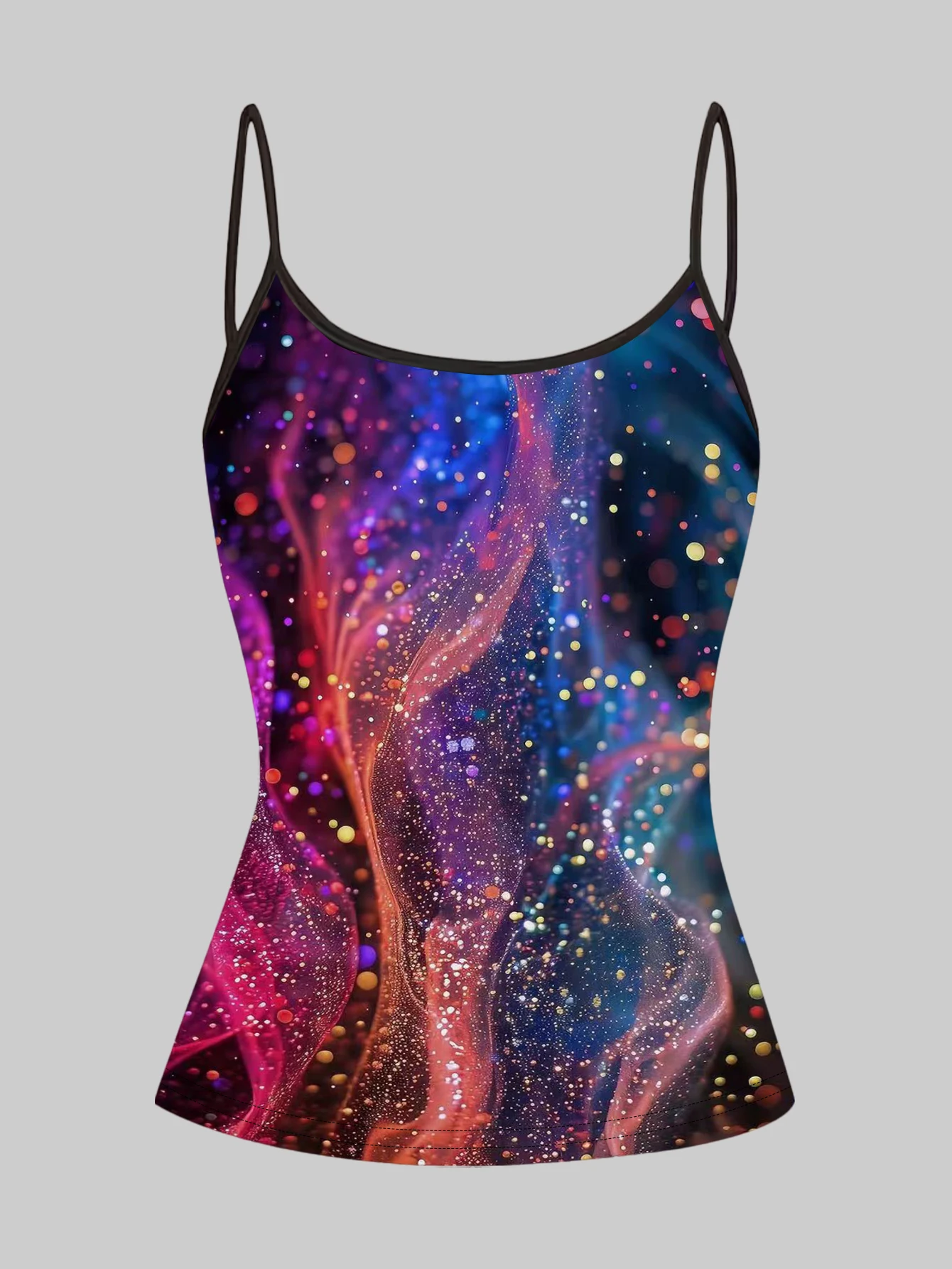 3-Pack Neon Star Cloud Starlight Print Camisole for Women, Cyber Y2K Iridescent Slim-Fit Sleeveless Hot Girl Inner Wear Top