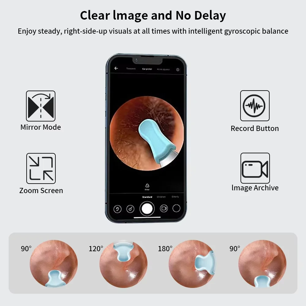 2 in1 Wireless Visual Ear Cleaner Otoscope Camera Ear Wax Removal Tool Rechargeable Safe Silicone Earpick with Nose Hair Trimmer