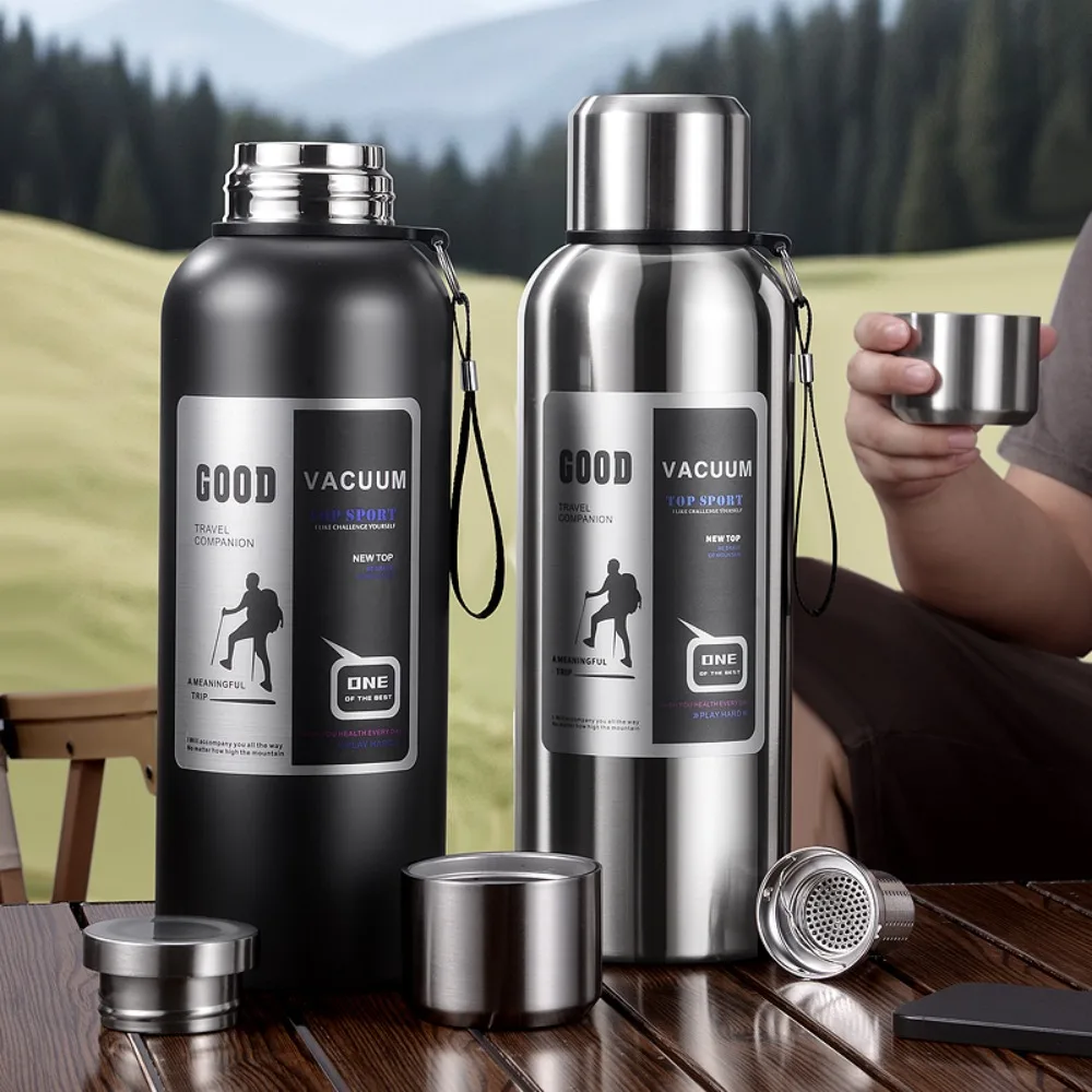 Botella termo deportiva de gran capacidad con filtro, taza aislada para mantener el frío/caliente, termo irrompible de acero inoxidable 316