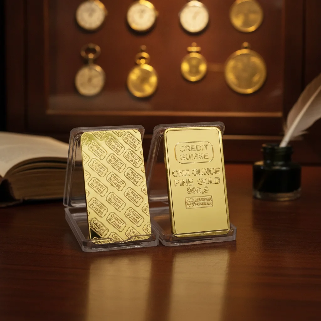 Gold Plated Replica Switzerland Credit Bullion Bar Layered Gold Bar Modern Art Commemorative Collectible Coin Bar Display