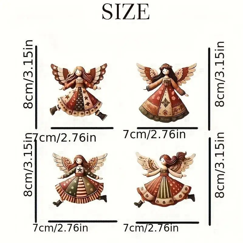 4 pezzi di ornamenti natalizi con angelo in legno fatti a mano - Pendenti multicolori per decorazioni per alberi, casa e ufficio