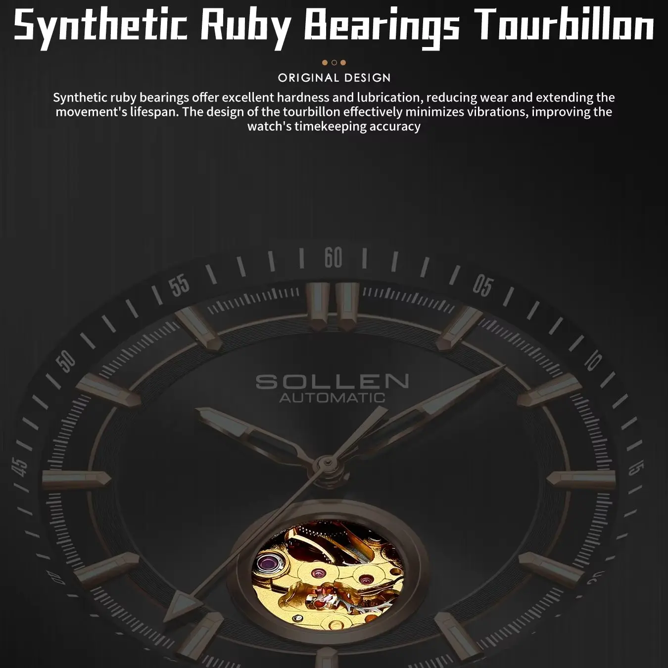 SOLLE watch for men, fully automatic mechanical watch, waterproof night light watch, gift for boyfriend\'s birthday, Nishit