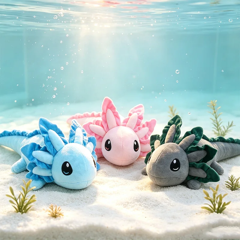 75CM Simulated Axolotl Plush Toy Soft Stuffed Animal Salamander lizard Multi-colored Fish Plushies Pillow Doll Kid Birthday Gift