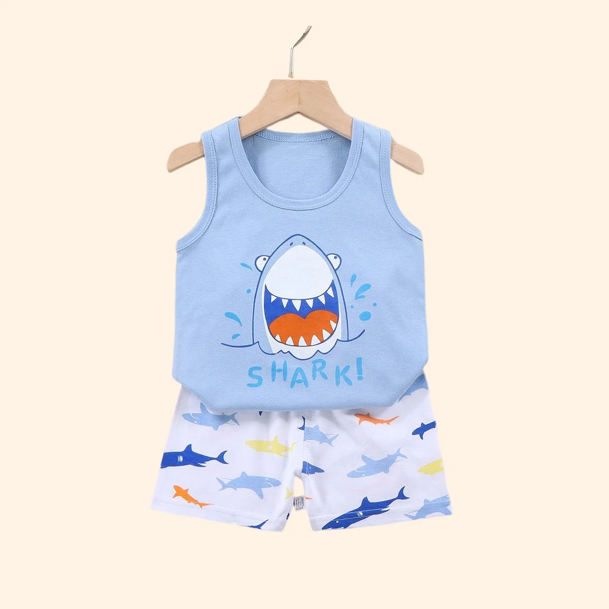 2PCS Children Clothing Vest Suit Children\'s Sets Summer Cotton T-Shirts Shorts Boys Girls Sleeveless Kids Clothes for baby