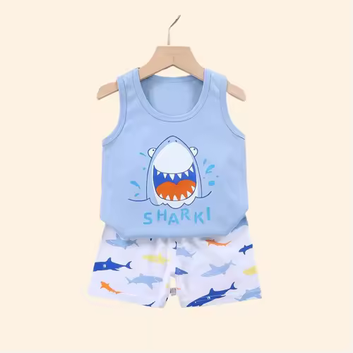 2PCS Children Clothing Vest Suit Children's Sets Summer Cotton T-Shirts Shorts Boys Girls Sleeveless Kids Clothes for baby - Image 5