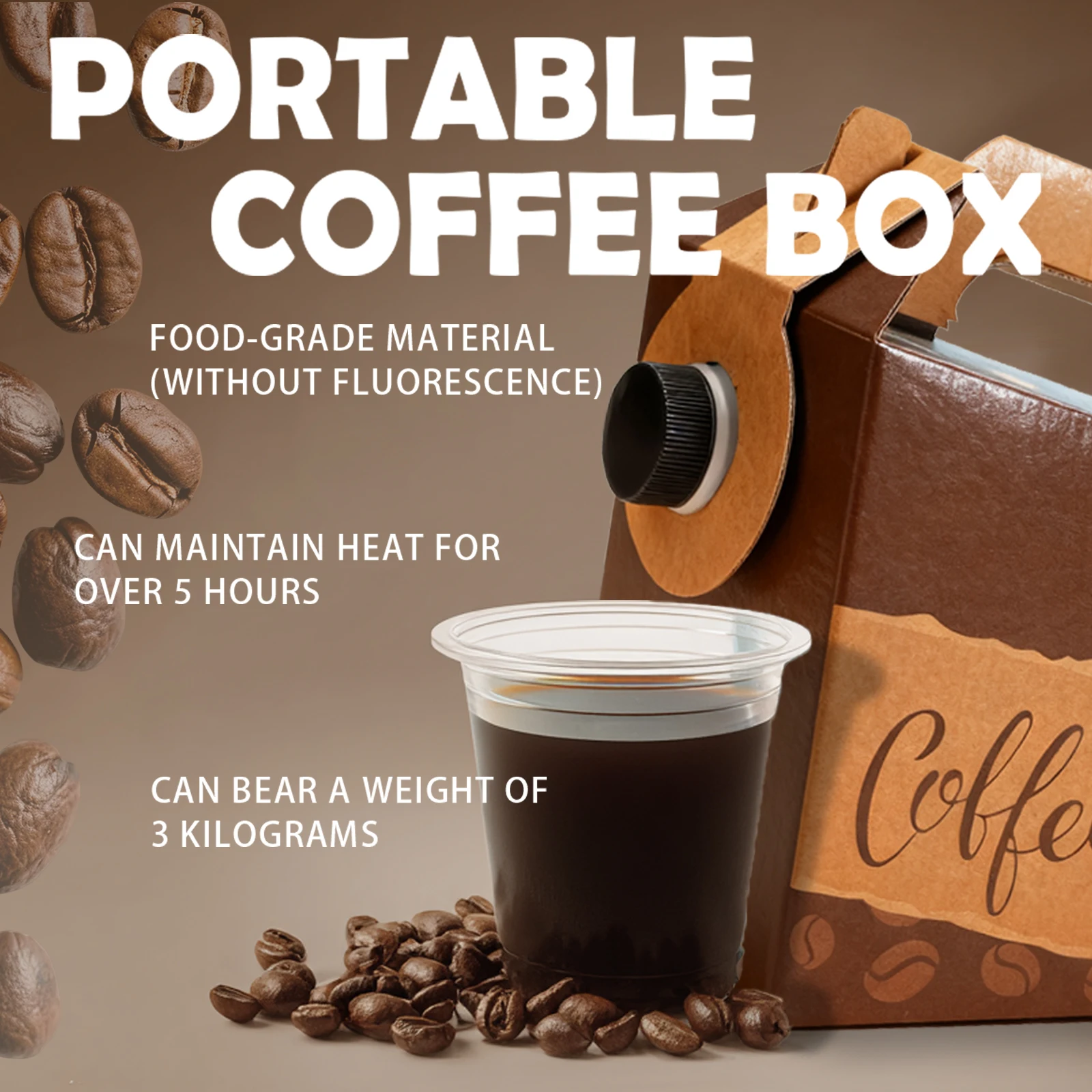 

5 Sets Disposable Insulated Coffee Box Dispensers 128oz Portable Coffee Containers with Handles for Picnics And Outdoor Events