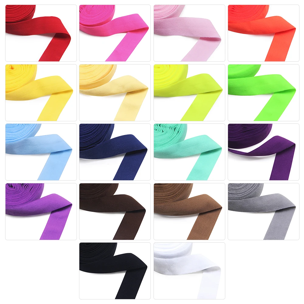 New 1 Pack Mixed Color  Fold Over Elastic 15/20mm Stretch Foldover FOE Elastics Ribbon For Headbands Baby Girl Head Bow