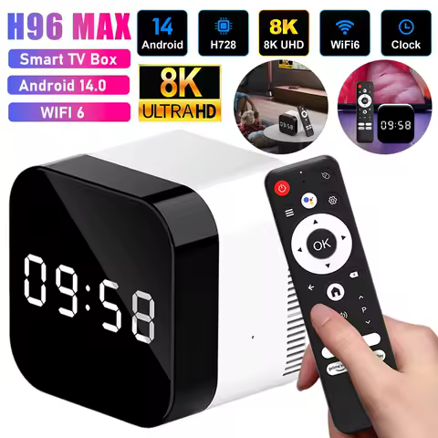 H96 MAX Smart TV Box Android 14.0 WIFI 6 Android TV Box 8K BT 5.X Media Player with 2.4G Voice Remote Control TV Set Top Box