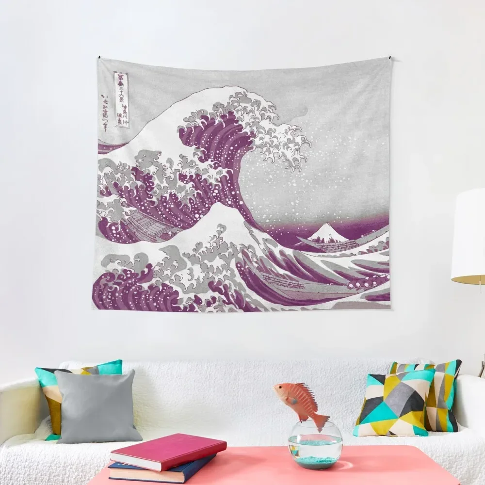 

Great Wave off Kanagawa Purple Tapestry Bathroom Decor Decoration For Bedroom Tapestry