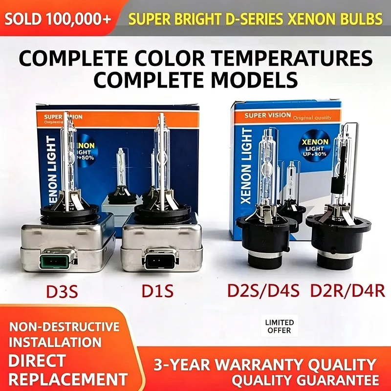 35W/55W HID Xenon Headlight Bulb 12V D1S D2S D3S D4S D2R D4R D2C Auto Replacement Lamp 4300K 6000K 8000K Car Front Light