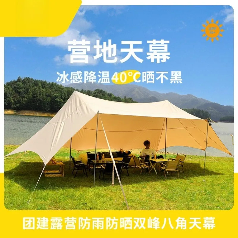Canopy source factory Outdoor shading hexagonal canopy tent, thickened large camp canopy