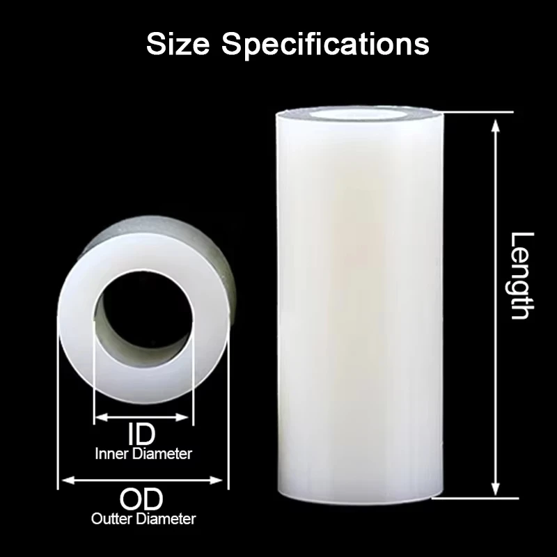 20~100pcs M3 M4 M5 M6 M8 White ABS Non-Threaded Hollowed Nylon Spacer Round Hollow Standoff Washer PCB Board Screw L：2mm~50mm