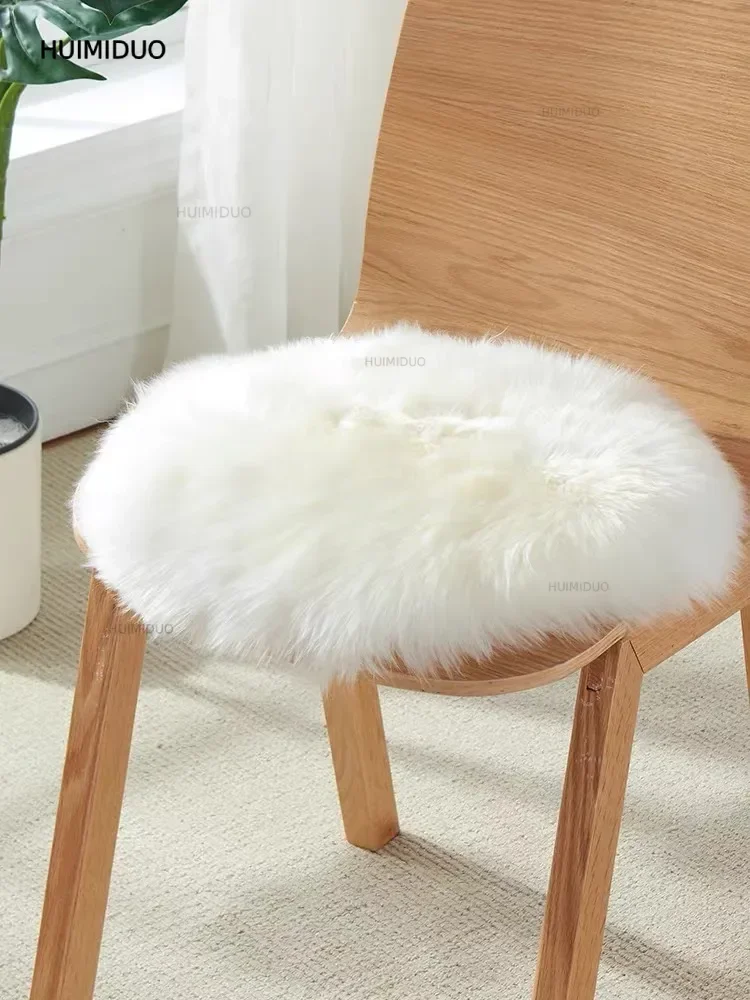 100% Real Wool Mat 6-9 Months Sheepskin Round Pad Sheep Hair Shaggy Plush Seat Cushion Natural Woolen Rug