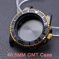 40.5mm High quality black gold/rose GMT case with chapter ring stainless steel waterproof accessories NH34/35 NH36 movement