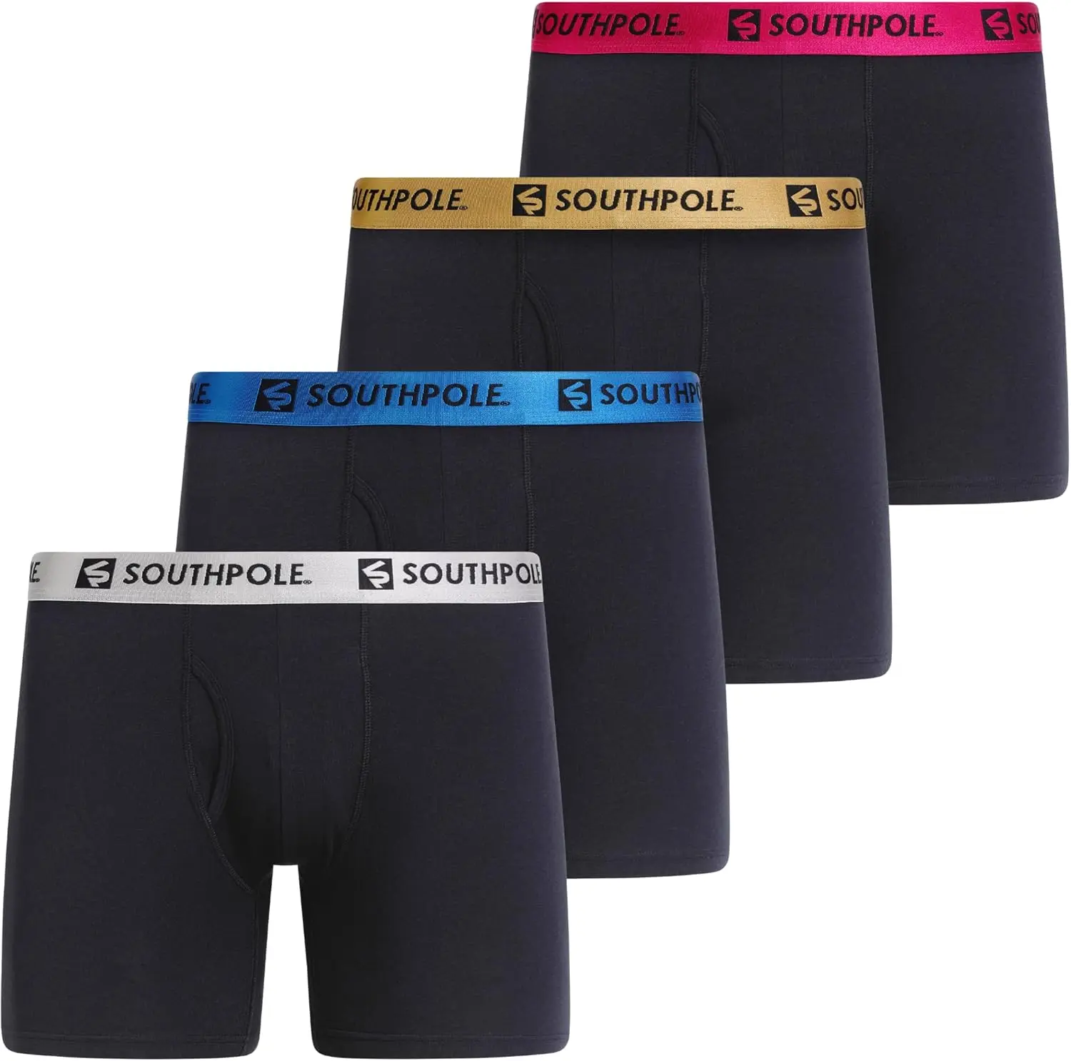Calzoncillos bóxer elásticos de algodón para hombre, paquete de 4 con entrepierna de 6 pulgadas, bolsa contorneada, ropa interior cómoda y transpirable