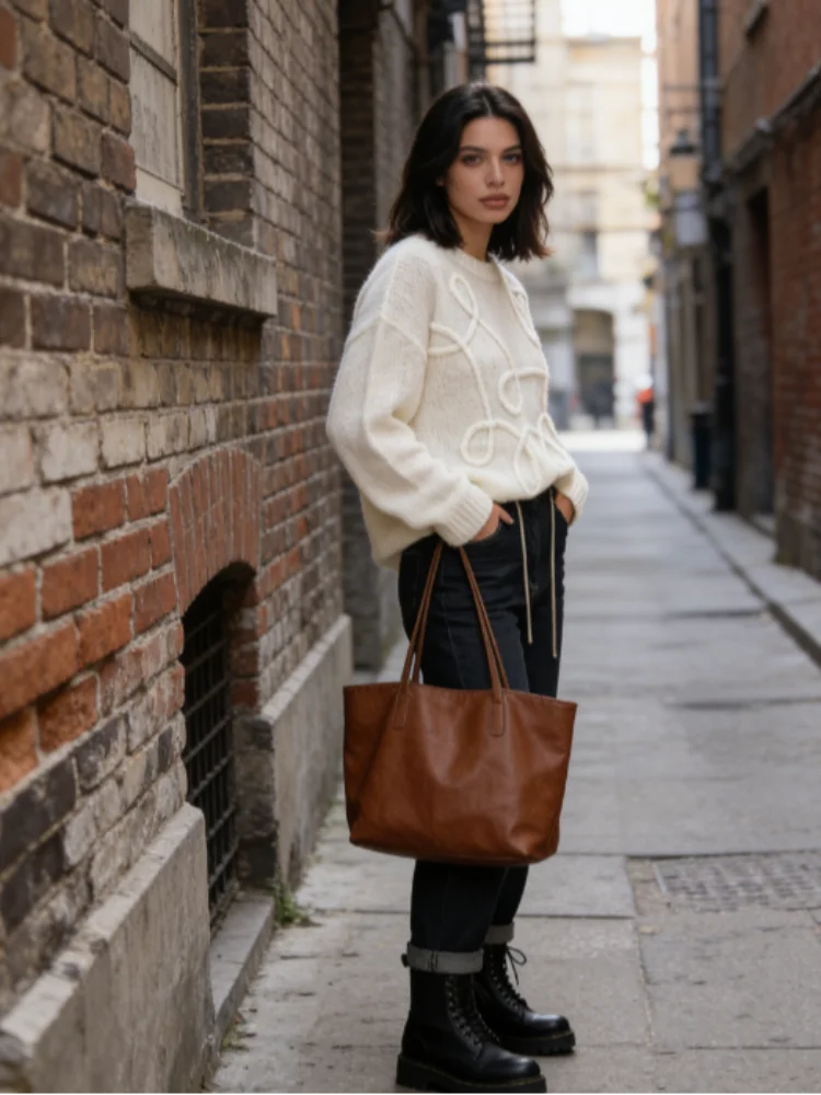 

Casual Loose Knitted Women Sweater Round Neck Long Sleeve Fit Knitwear Tops 2026 Spring Autumn Fashion New Lady Pullover