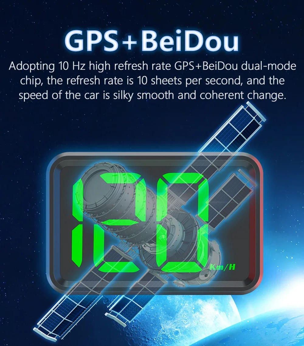 X1 GPS-Auto-Head-Up-Display für HUD, Kilometerstandsanzeige in KMH, weißes/grünes Licht, Geschwindigkeitsmesser für alle Fahrzeuge, Auto-Elektronikzubehör. – Detail 6