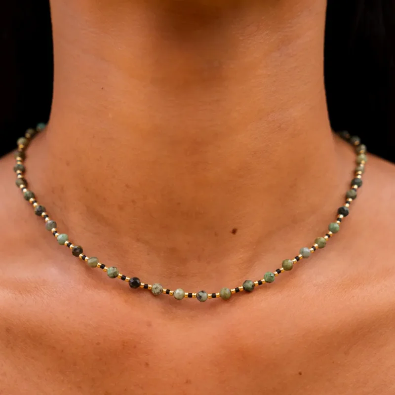 

Simple Bohemian Handmade Beaded Crystal Natural Stone Necklace For Women Retro Personality Clavicle Necklace